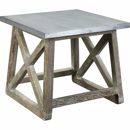 BORAAM 22 x 22 x 20 in. Martin Side Table in Natural & Zinc Top 17223